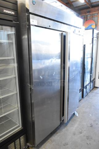 2019 Hoshizaki F2A-FS commercial 2-door reach-in freezer, stainless steel, on casters, 115V, 1 phase, good condition.