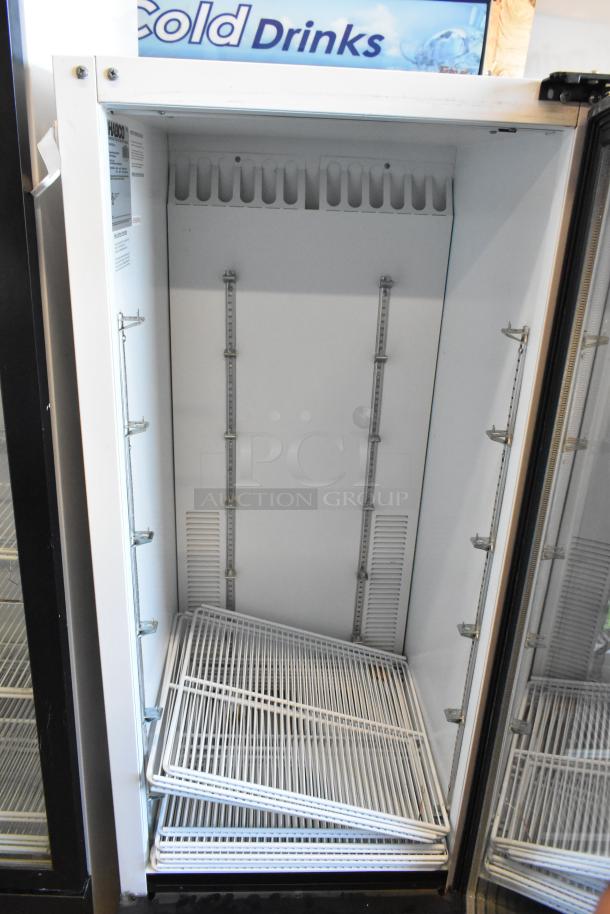 Habco SE12 commercial single door reach-in cooler, featuring poly coated racks, 115 volts, 1 phase, in good condition.