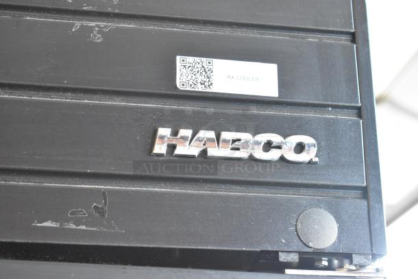 2019 Habco SE18 commercial cooler, single door, poly-coated racks, 115V, 1 phase; minor surface wear visible.