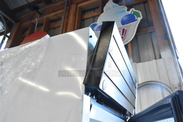 2019 Habco SE18HC cooler top view, white finish, black trim, commercial use, 115 volts, single door, model SE18HC.