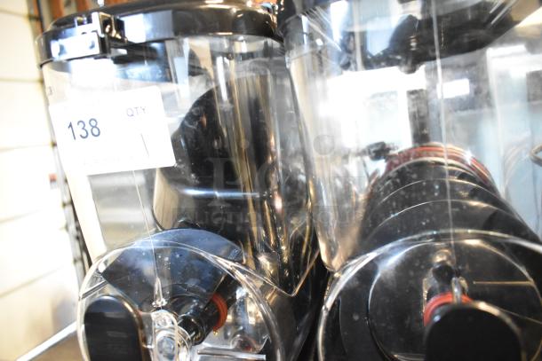 BRAND NEW Sencotel Freazy 2 Slushie Machine, 2 hoppers, 115V, 1 phase, minor scratches, auction tag visible.