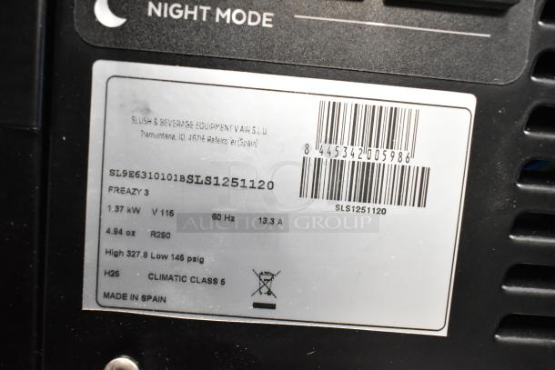 Sencotel Freazy 3 slushie machine label, 115V, 1 phase, 1.37 kW, R290 refrigerant, made in Spain. Scratch and dent condition.