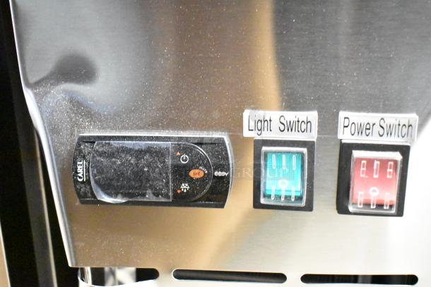 73" Avantco stainless steel bar refrigerator control panel with light and power switches, model 178UBB72GHCS.