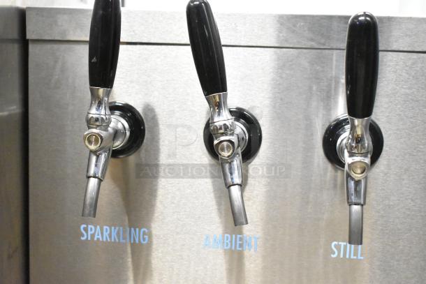 Vero Commercial Countertop Water Dispenser with three taps labeled Sparkling, Ambient, and Still, in stainless steel finish.