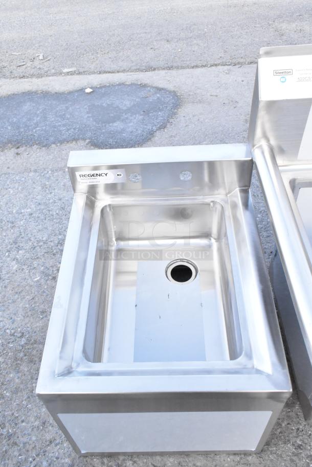 Stainless steel Regency sink, new condition, visible model 600S116A, NSF certified, slight scratches.