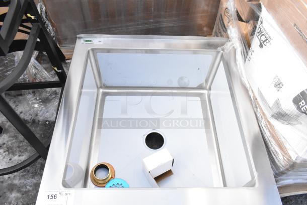 Brand new Regency 600SM242412 29" floor mop sink, 16-gauge stainless steel, one compartment, 24"x24"x12" bowl, scratch and dent.