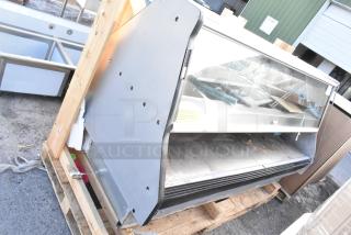 Custom Deli's DILW8CBSS metal merchandiser display case, commercial floor style, used, 120/208 volts, 1 phase.