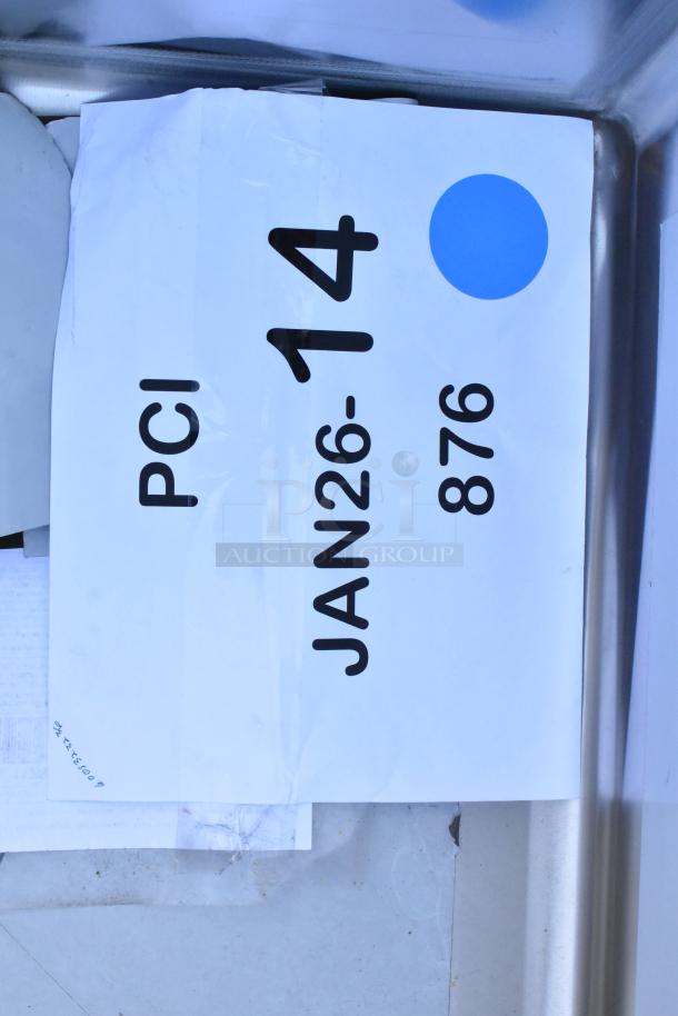 New Regency 600S32323 stainless steel three-compartment sink, 78", no legs, scratch and dent, with label showing "PCI 14 JAN26-876".