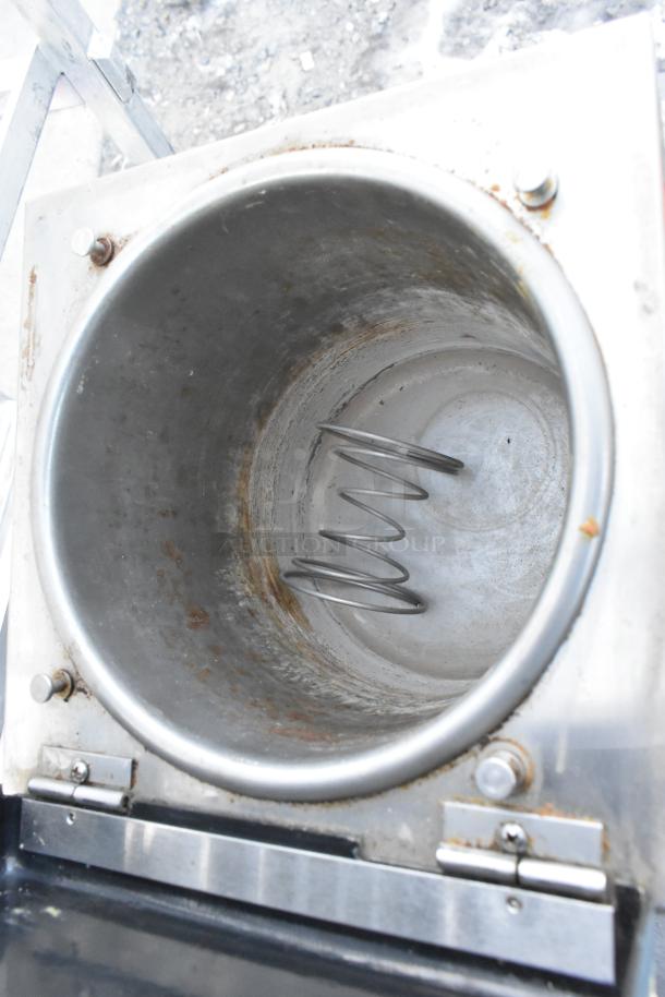 Karma 104 countertop chocolate warmer, stainless steel, visible wear, 120 volts, 1 phase, internal heating coil.