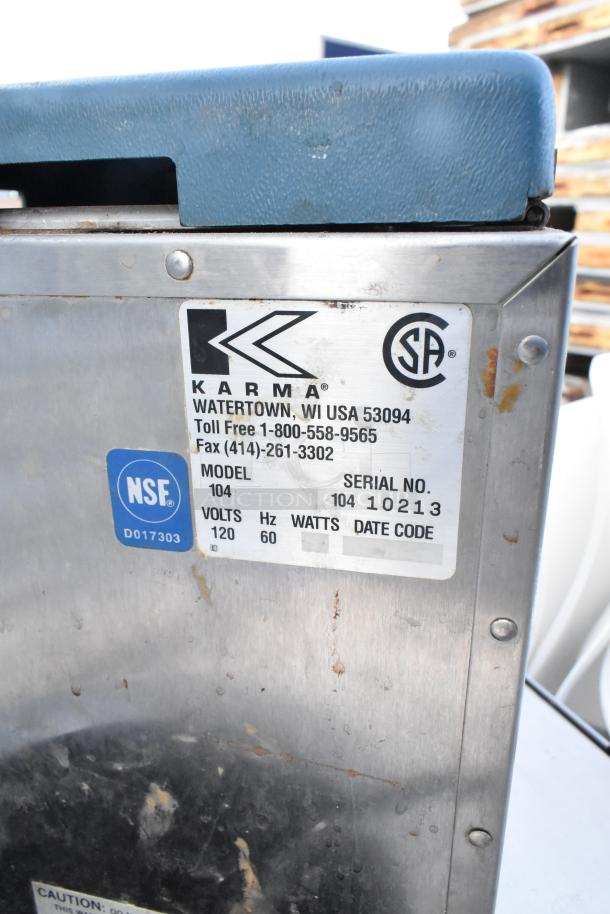 Karma 104 countertop chocolate warmer, 120V, 1 Phase, stainless steel with NSF and CSA labels, Model 104.