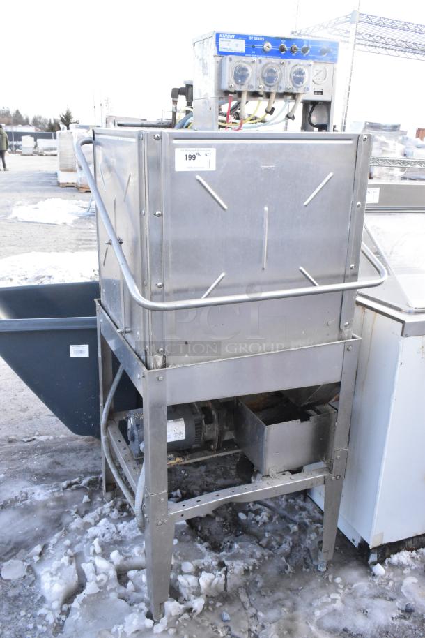 Knight GT Series commercial pass-through dishwasher, stainless steel, showing controls, in used condition with visible pricing tag.
