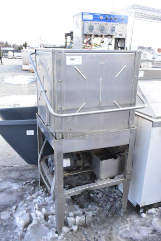 Knight GT Series commercial pass-through dishwasher, stainless steel, showing controls, in used condition with visible pricing tag.