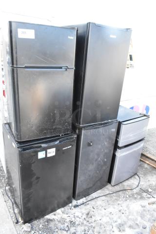 Five mini coolers including Haier HC32TW10SB, Black & Decker BCE46B, Galanz GLR33MBKE23, Mainstays DG40BY1A, 120V, 1 Phase.