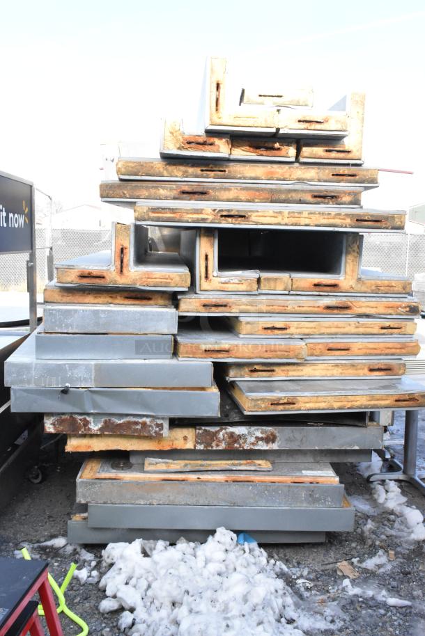 Norlake Walk In Freezer Box components, stacked; visible surface rust, includes two evaporator fans, used condition.