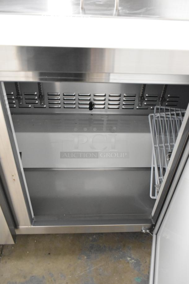 Mainstreet 829PT72 sandwich salad prep table. Mega top, commercial casters, 115V, 1 phase, scratch and dent condition.