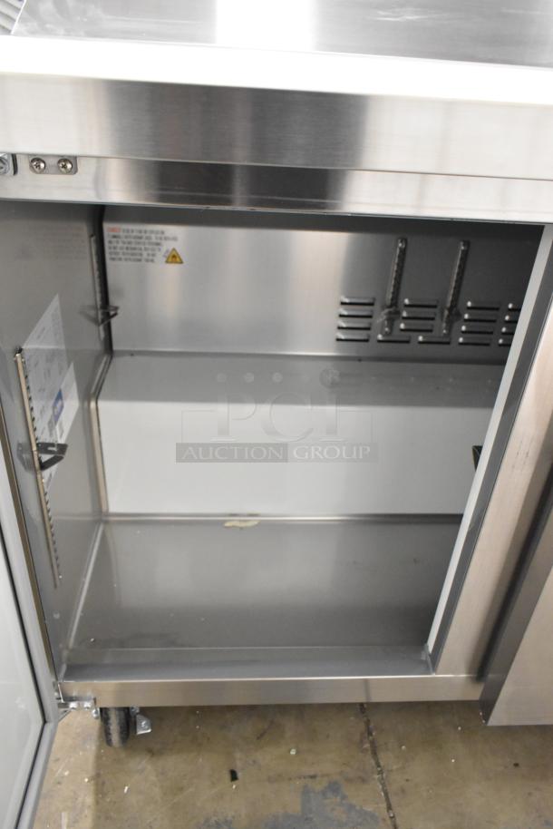 Brand new 2025 Mainstreet 829PT72 sandwich prep table, stainless steel, scratch and dent, on casters, 115V, 1 phase.