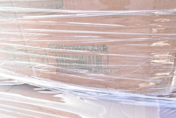 Palette of 32 brand new scratch and dent items wrapped in plastic. Visible marking: "50012DWPLAKR" with barcode.