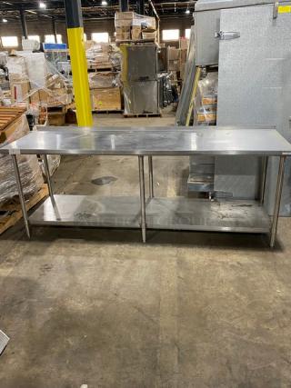 NBR Equipment Commercial Stainless Steel Single Undershelf Premium Worktop Table! With Up Turned Back Splash! Model: TS-9630R! On Legs! - Item #1192390