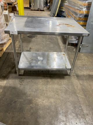 NBR Equipment Commercial Stainless Steel Single Undershelf Premium Worktop Table! With Up Turned Back Splash! Model: TS-4830R! On Legs! - Item #1192391