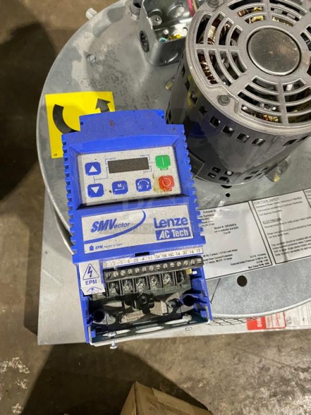 Lenze AC Tech SMVector drive, used condition, with visible control panel and wiring terminals, model SL34E10P0S.