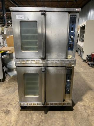 Commercial double-deck convection oven, stainless steel, glass windows, controls shown, used condition, model HGC5-SGL.