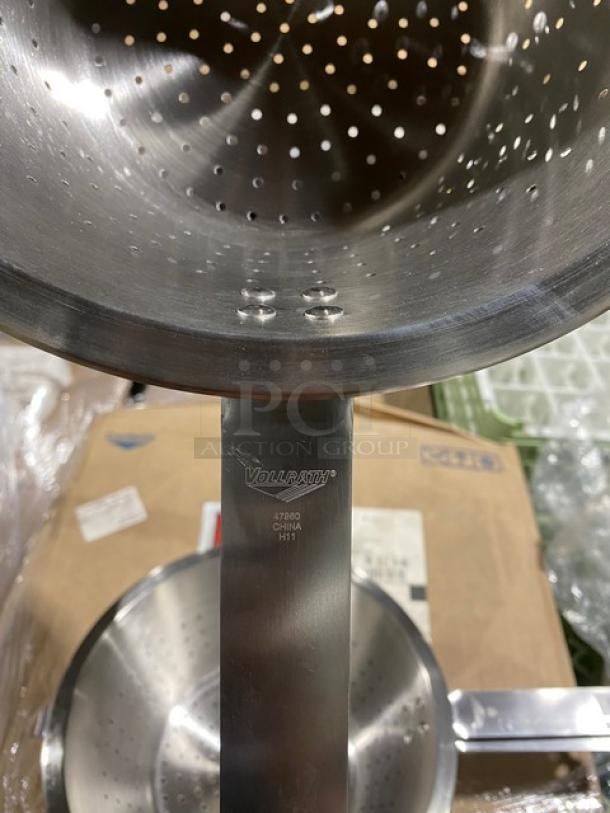 Vollrath stainless steel colander, model 47800, perforated design, made in China, new condition.