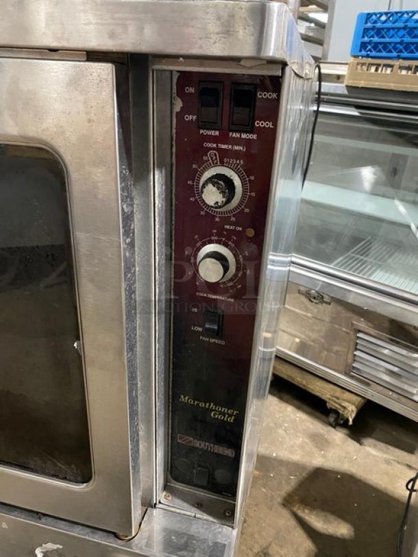 Marathoner Gold commercial oven, stainless steel, visible controls for cook time and temperature, good condition.