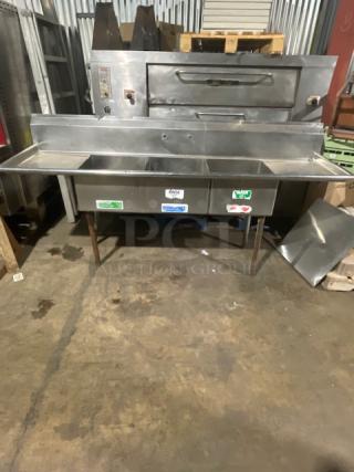 Commercial Stainless Steel 3-Compartment Dish Washing Prep Sink! With Left & Right Drain Boards! With Back Splash! On Legs!