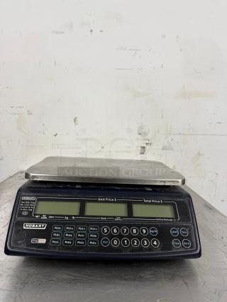Hobart digital weighing scale, model PS40, with keypad and dual displays, in used condition.