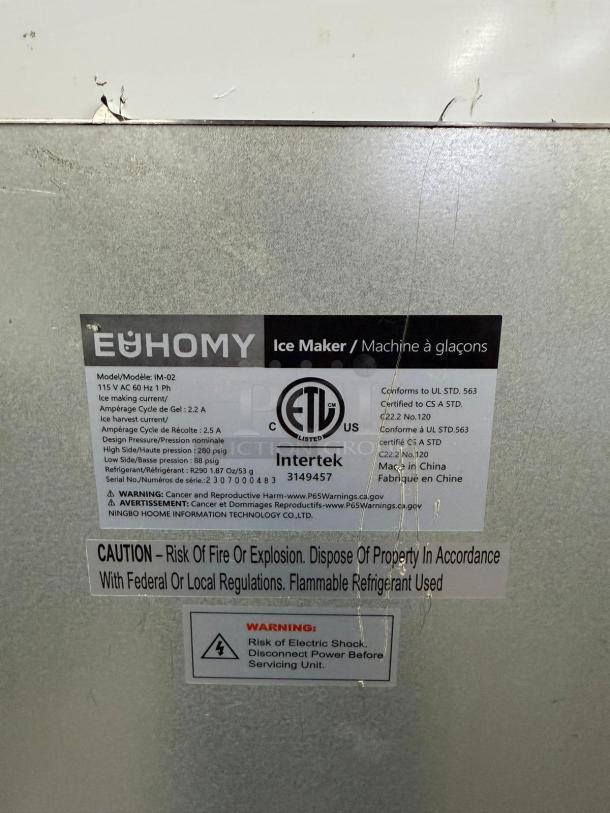 EUHOMY Commercial Ice Maker  Stainless Steel Under Counter  Freestanding Ice Maker. - Image 5 of 5