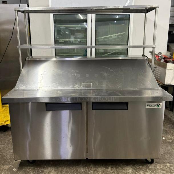 Falcon Food Service AST-60M 60" Mega Top Prep Table w/ (24) Pan Capacity with shelfs - Image 1 of 6