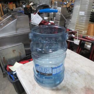 San Jamar Ice Bucket, model 2XBID, blue plastic, "Ice Only" label, sturdy handle, excellent condition.