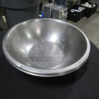 12-inch stainless steel mixing bowl, reflective finish, gently used with minor scratches, durable construction, 5XBID model.