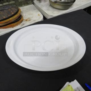 One lot of 25 Prolon Melamine oval platters, model 9614, with handles. Size 14.5x10.5 inches.