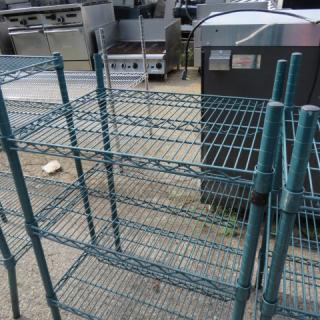 One Metro green shelf unit with 3 shelves, 24x18x35 inches, metal, good condition.
