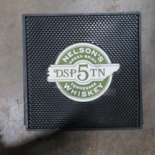 14x14 Nelson bar mat featuring "Nelson's Green Brier Tennessee Whiskey" logo in good condition.
