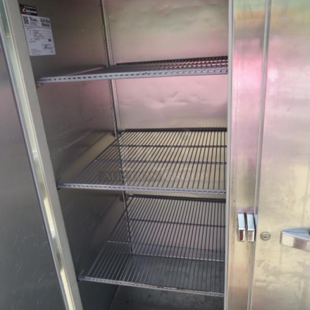 True 2 Door Stainless Steel Refrigerator, Model STG2R-2S-HC, with 6 racks, on casters, 52.5x34x84, 115V.