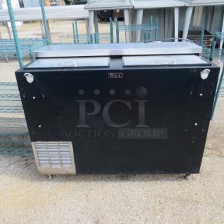 Perlick Bottle Box Model BC48-1, 48"x24"x38", black, 115V, working condition, with brand logo on front panel.