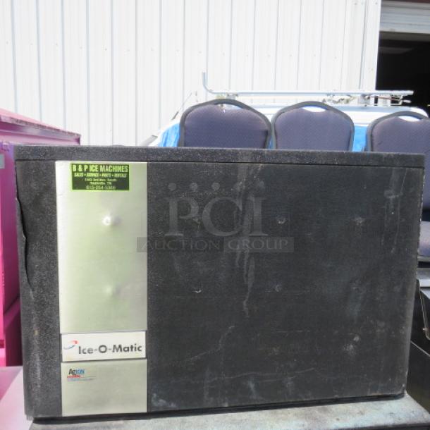 Ice O Matic ice maker, model ICE0400HA2, 115 Volt, dimensions 30x24x20 inches. Unable to test, exterior shows wear.
