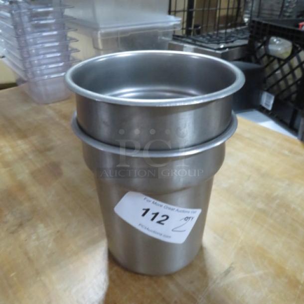 Vollrath stainless steel inset, model 78164, in good condition. Auction label reads "112."