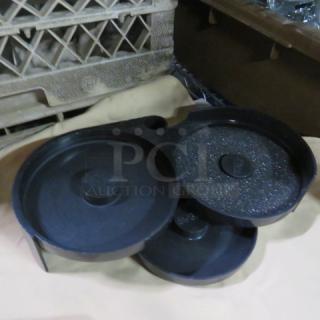 Black plastic margarita salter with three compartments, clean condition, ideal for bar use.