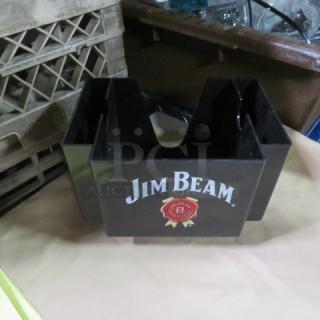 Jim Beam bar organizer, black with logo, good condition. Rectangular design, ideal for storing bar tools and accessories.