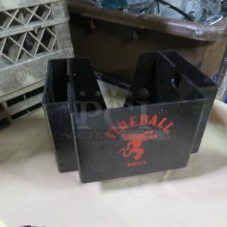 Black Fireball Whisky bar organizer with red logo, used condition.