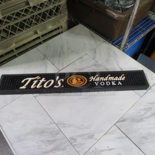 NEW Tito's Bar Mat, 22.5x3.5 inches, features "Tito's Handmade Vodka" logo in pristine condition.