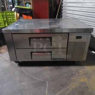 True 2-drawer chef base model TRCB-48 on casters, stainless steel, 115V, size 48x32x25.5, excellent condition.