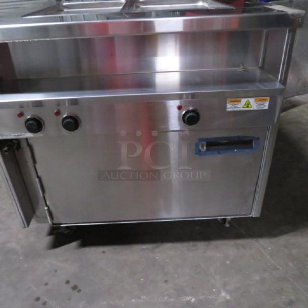 Randell Custom 2 Well Steam Table, Model 31330, with 1 Door Potato Warmer, on Casters, 208V, 36.5x35x34.5.