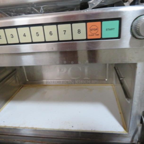 Panasonic Pro II Microwave NE-3280, 208/240V, 1 Phase, 25.5x21x20 in. Control panel visible. Condition unknown, unable to test.