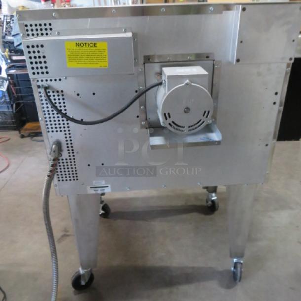 Southbend PDE75S/SD electric convection oven with 5 racks on caster stand, stainless steel finish, visible electrical connections.