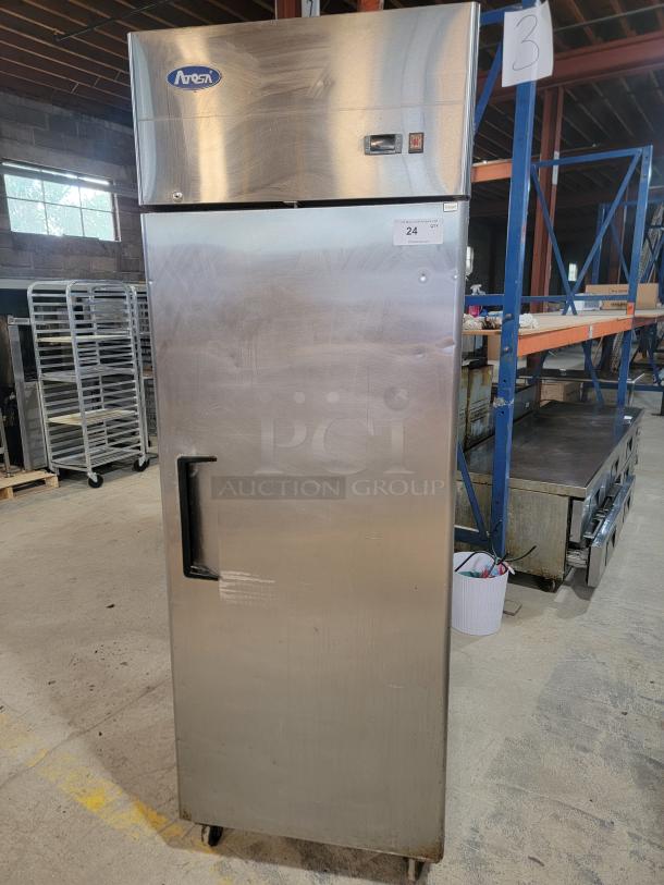 Atosa MBF8001GR commercial freezer for parts/repair. Unit does not power on; electrical issue. Ideal for parts or repair.