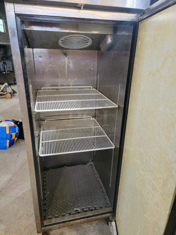 Atosa MBF8001GR commercial freezer, interior view. Unit for parts/repair, suspected electrical issue. No visible power.